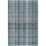 9' X 12' Teal And Gray Plaid Shag Washable Area Rug With UV Protection - HomeRoots - Flyclothing LLC