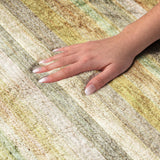 3' X 5' Green And Orange Striped Shag Washable Area Rug With UV Protection - HomeRoots - Flyclothing LLC