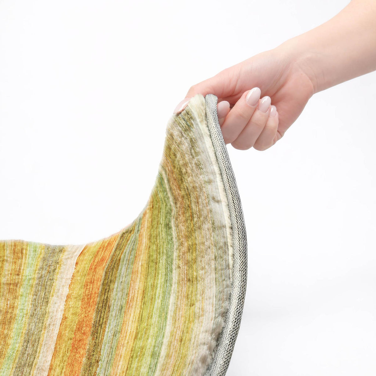 5' X 8' Green And Orange Striped Shag Washable Area Rug With UV Protection - HomeRoots - Flyclothing LLC