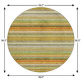 8' Green And Orange Striped Shag Washable Round Rug With UV Protection - HomeRoots - Flyclothing LLC