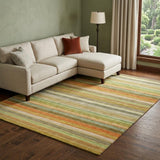 8' X 10' Green And Orange Striped Shag Washable Area Rug With UV Protection - HomeRoots - Flyclothing LLC