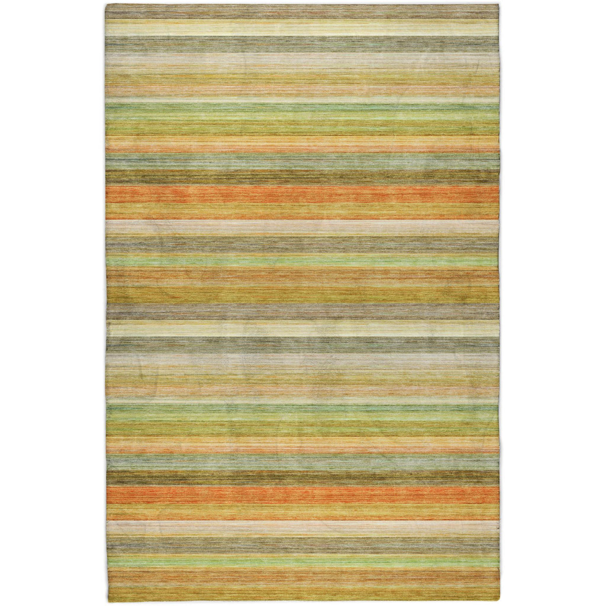 8' X 10' Green And Orange Striped Shag Washable Area Rug With UV Protection - HomeRoots - Flyclothing LLC