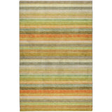9' X 12' Green And Orange Striped Shag Washable Area Rug With UV Protection - HomeRoots - Flyclothing LLC