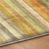 9' X 12' Green And Orange Striped Shag Washable Area Rug With UV Protection - HomeRoots - Flyclothing LLC