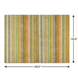 10' X 14' Green And Orange Striped Shag Washable Area Rug With UV Protection - HomeRoots - Flyclothing LLC
