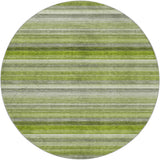 8' Fern Green And Olive Green Striped Shag Washable Round Rug With UV Protection - HomeRoots - Flyclothing LLC