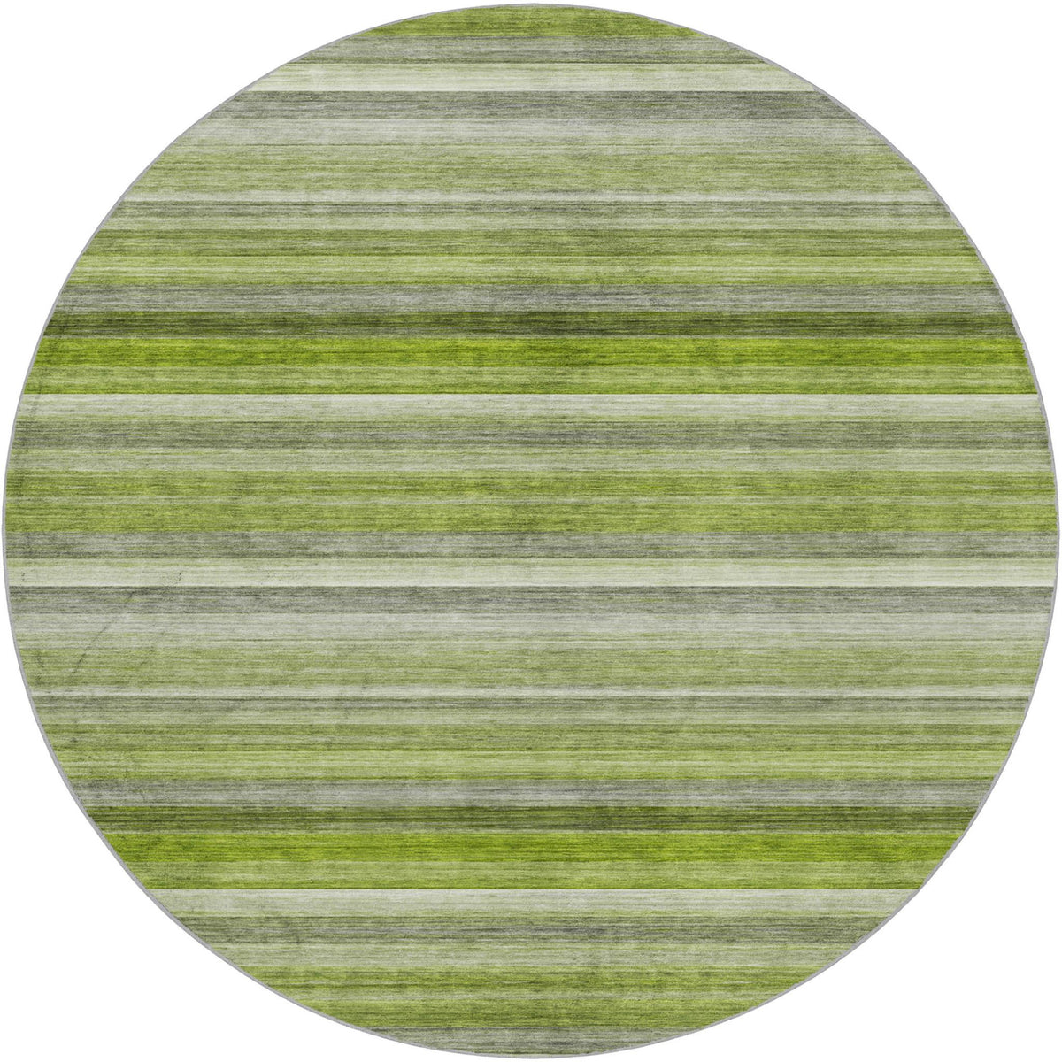 8' Fern Green And Olive Green Striped Shag Washable Round Rug With UV Protection - HomeRoots - Flyclothing LLC