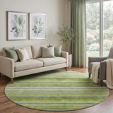 8' Fern Green And Olive Green Striped Shag Washable Round Rug With UV Protection - HomeRoots - Flyclothing LLC