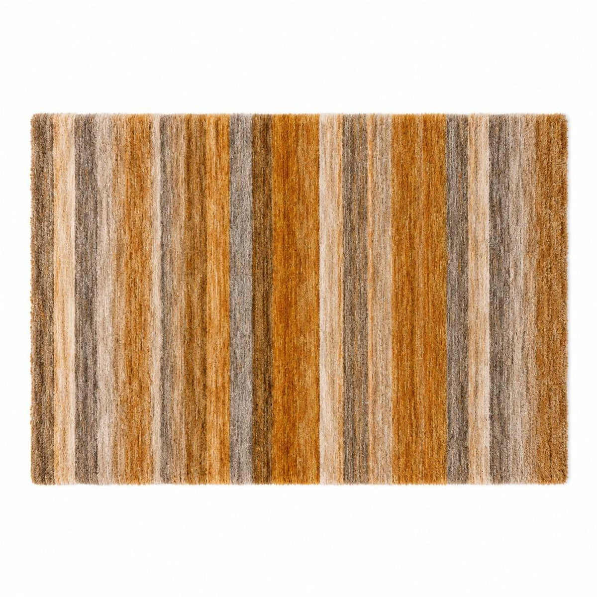 3' X 5' Orange And Copper Striped Shag Washable Area Rug With UV Protection - HomeRoots - Flyclothing LLC