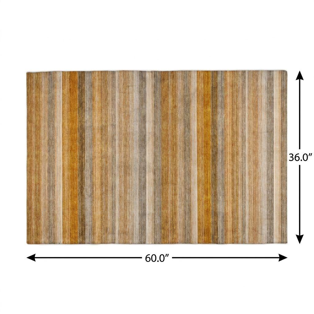 3' X 5' Orange And Copper Striped Shag Washable Area Rug With UV Protection - HomeRoots - Flyclothing LLC