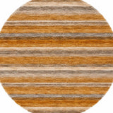 8' Orange And Copper Striped Shag Washable Round Rug With UV Protection - HomeRoots - Flyclothing LLC