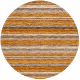 8' Orange And Copper Striped Shag Washable Round Rug With UV Protection - HomeRoots - Flyclothing LLC