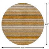 8' Orange And Copper Striped Shag Washable Round Rug With UV Protection - HomeRoots - Flyclothing LLC