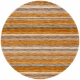 8' Orange And Copper Striped Shag Washable Round Rug With UV Protection - HomeRoots - Flyclothing LLC