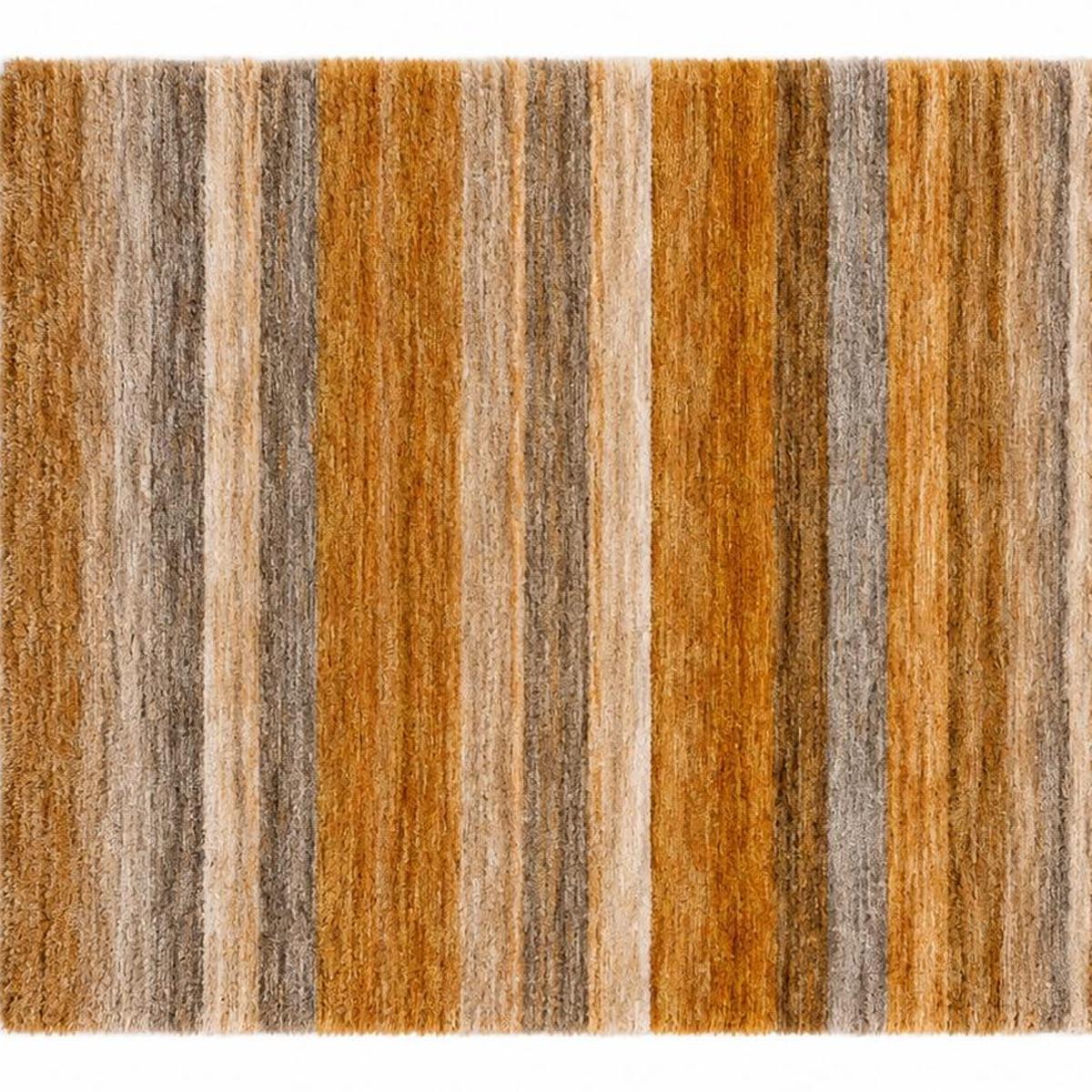 9' X 12' Orange And Copper Striped Shag Washable Area Rug With UV Protection - HomeRoots - Flyclothing LLC
