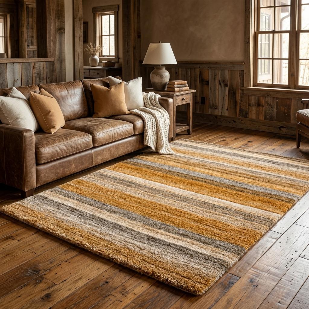 9' X 12' Orange And Copper Striped Shag Washable Area Rug With UV Protection - HomeRoots - Flyclothing LLC
