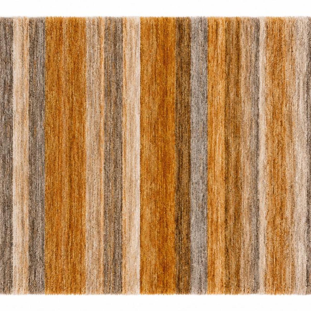 9' X 12' Orange And Copper Striped Shag Washable Area Rug With UV Protection - HomeRoots - Flyclothing LLC