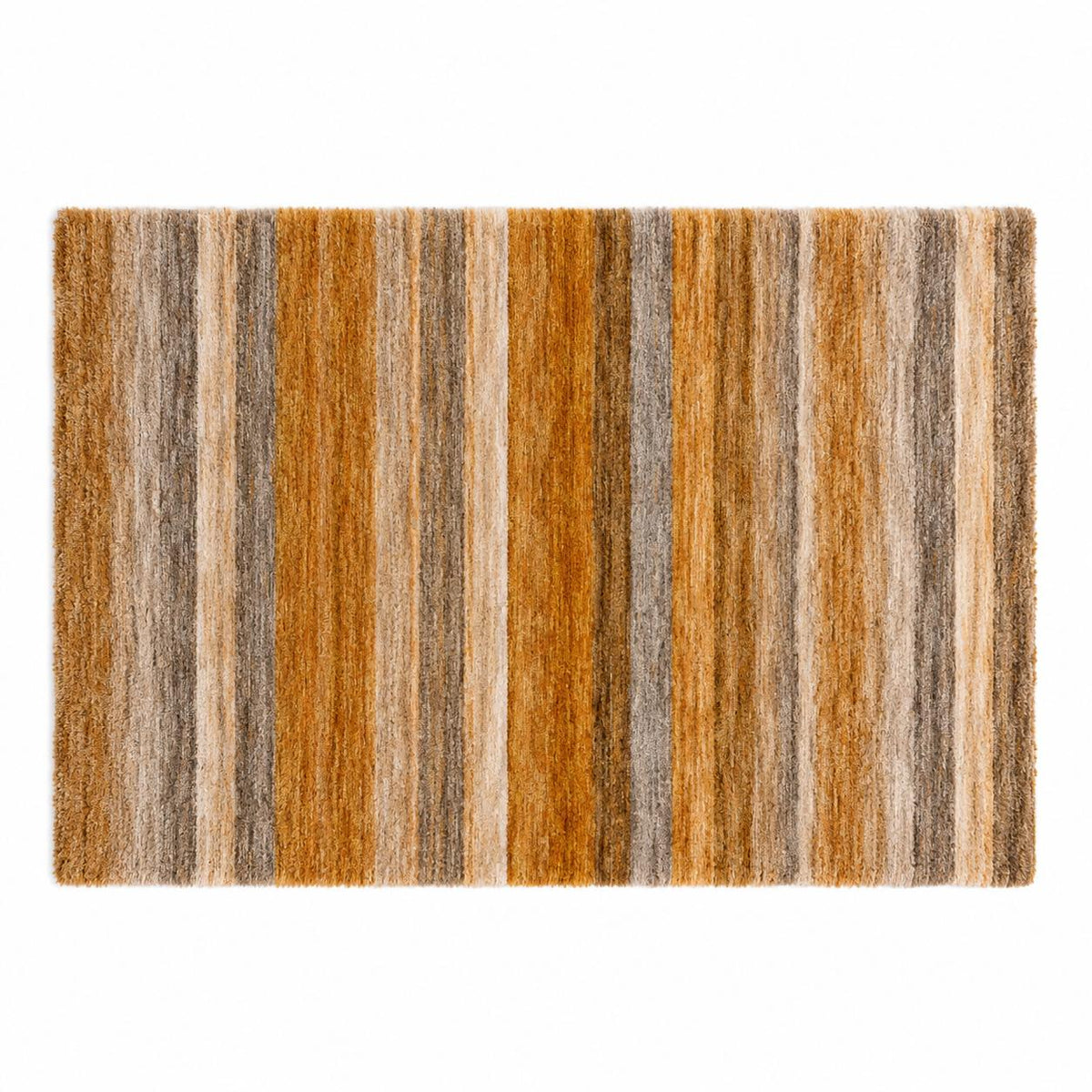 9' X 12' Orange And Copper Striped Shag Washable Area Rug With UV Protection - HomeRoots - Flyclothing LLC