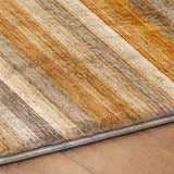9' X 12' Orange And Copper Striped Shag Washable Area Rug With UV Protection - HomeRoots - Flyclothing LLC