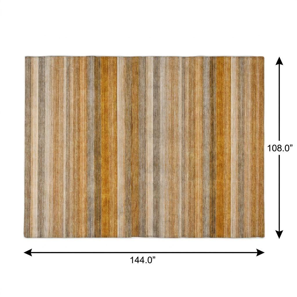 9' X 12' Orange And Copper Striped Shag Washable Area Rug With UV Protection - HomeRoots - Flyclothing LLC