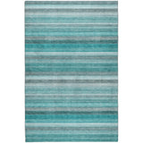 3' X 5' Teal And Gray Striped Shag Washable Area Rug With UV Protection - HomeRoots - Flyclothing LLC