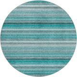 8' Teal And Gray Striped Shag Washable Round Rug With UV Protection - HomeRoots - Flyclothing LLC