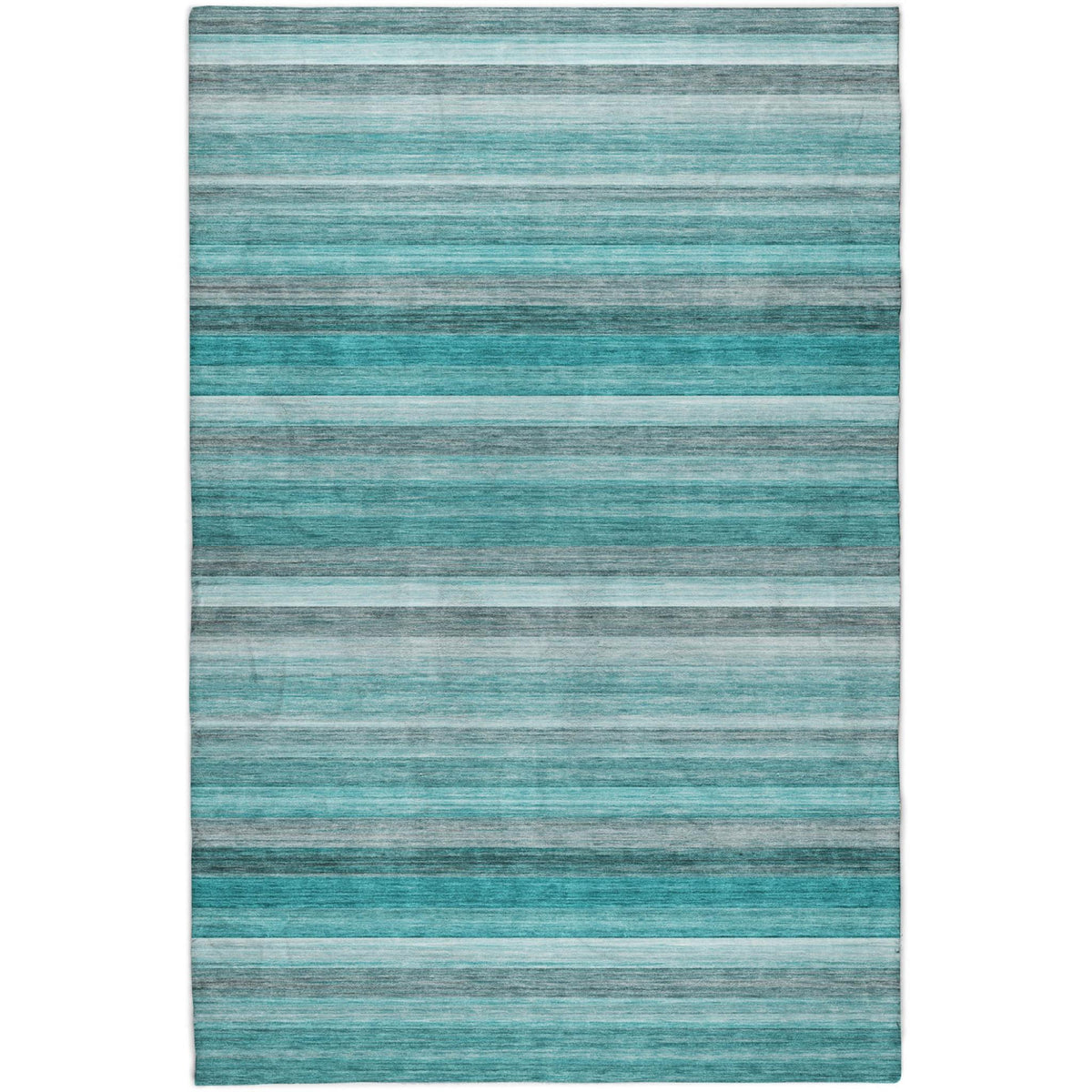 8' X 10' Teal And Gray Striped Shag Washable Area Rug With UV Protection - HomeRoots - Flyclothing LLC