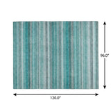 8' X 10' Teal And Gray Striped Shag Washable Area Rug With UV Protection - HomeRoots - Flyclothing LLC