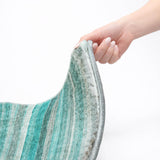 9' X 12' Teal And Gray Striped Shag Washable Area Rug With UV Protection - HomeRoots - Flyclothing LLC