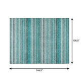 9' X 12' Teal And Gray Striped Shag Washable Area Rug With UV Protection - HomeRoots - Flyclothing LLC