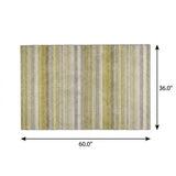 3' X 5' Wheat And Beige Striped Shag Washable Area Rug With UV Protection - HomeRoots - Flyclothing LLC