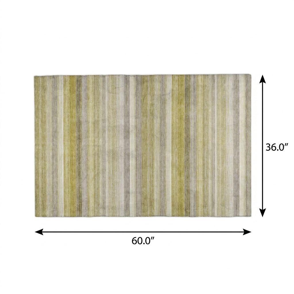 3' X 5' Wheat And Beige Striped Shag Washable Area Rug With UV Protection - HomeRoots - Flyclothing LLC