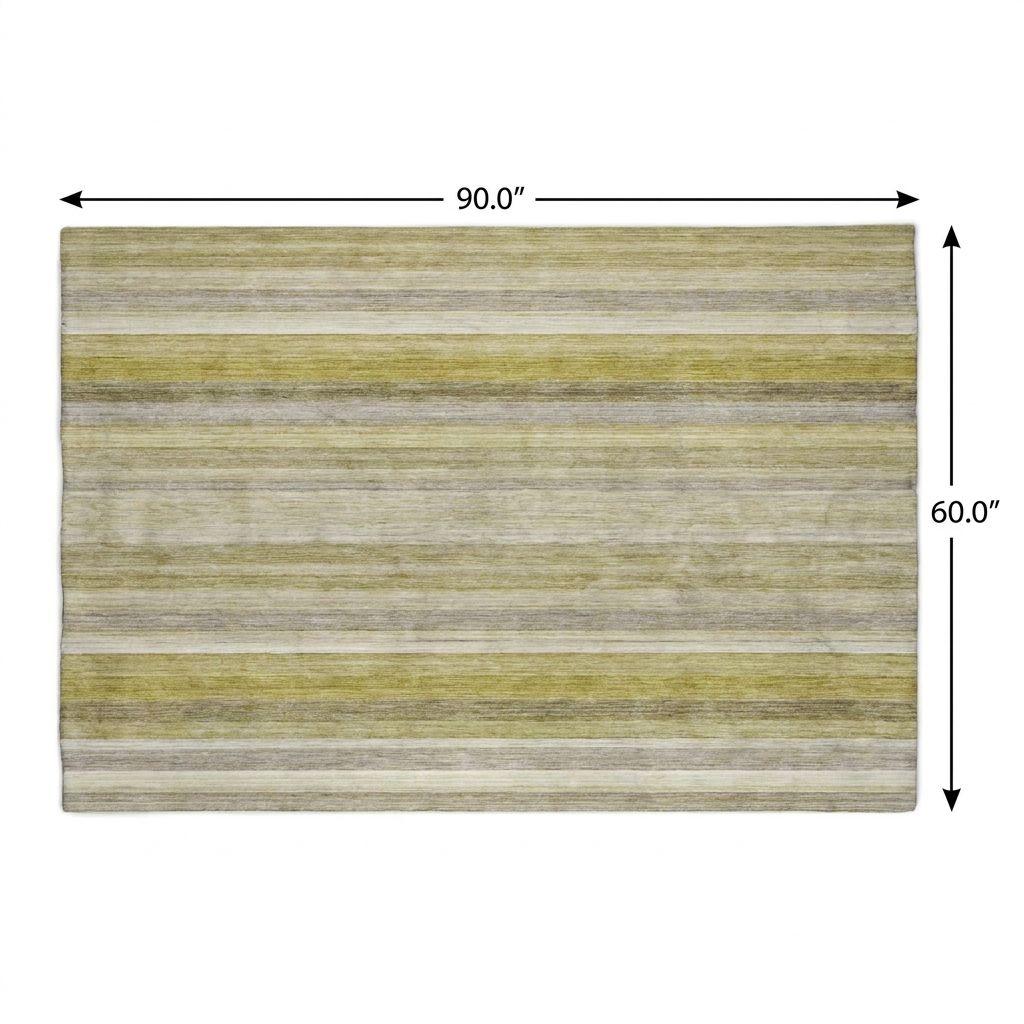 5' X 8' Wheat And Beige Striped Shag Washable Area Rug With UV Protection - HomeRoots - Flyclothing LLC