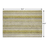 5' X 8' Wheat And Beige Striped Shag Washable Area Rug With UV Protection - HomeRoots - Flyclothing LLC