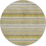 8' Wheat And Beige Striped Shag Washable Round Rug With UV Protection - HomeRoots - Flyclothing LLC