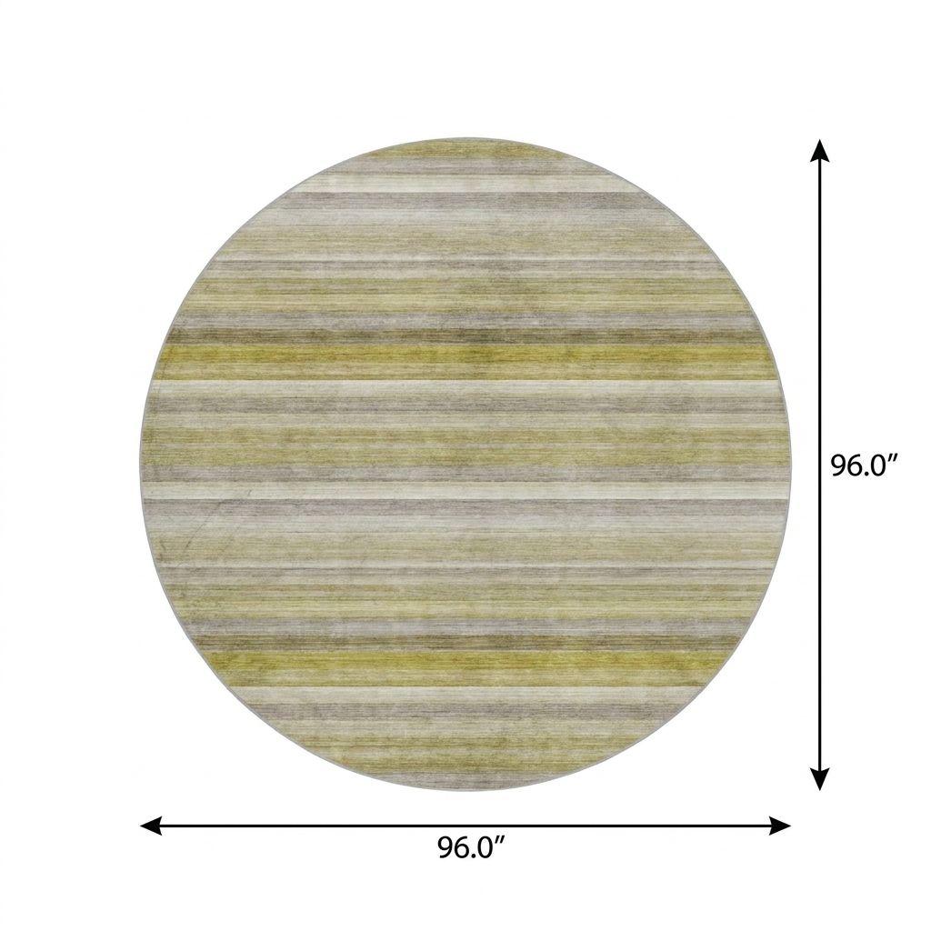 8' Wheat And Beige Striped Shag Washable Round Rug With UV Protection - HomeRoots - Flyclothing LLC