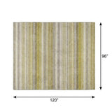 8' X 10' Wheat And Beige Striped Shag Washable Area Rug With UV Protection - HomeRoots - Flyclothing LLC