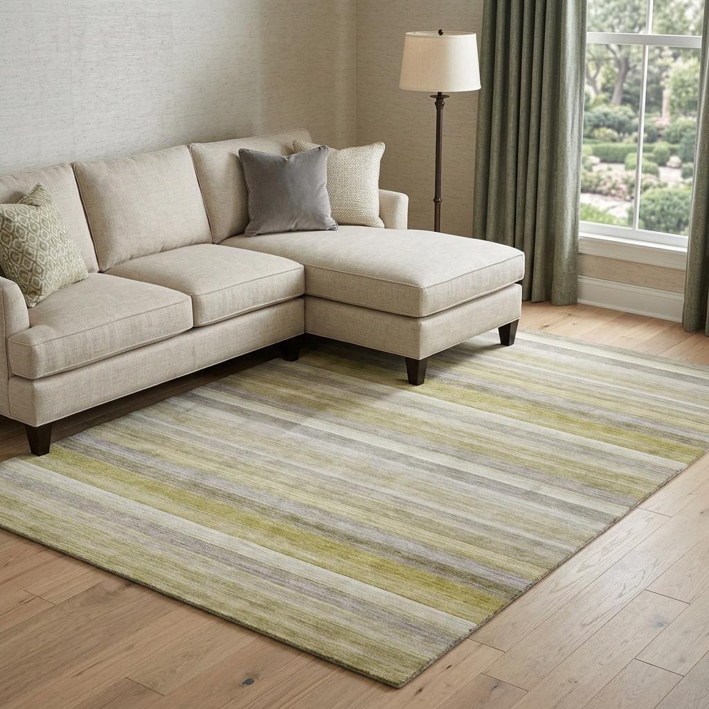 9' X 12' Wheat And Beige Striped Shag Washable Area Rug With UV Protection - HomeRoots - Flyclothing LLC