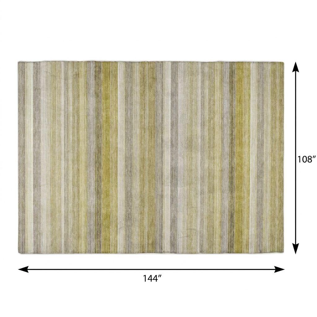 9' X 12' Wheat And Beige Striped Shag Washable Area Rug With UV Protection - HomeRoots - Flyclothing LLC