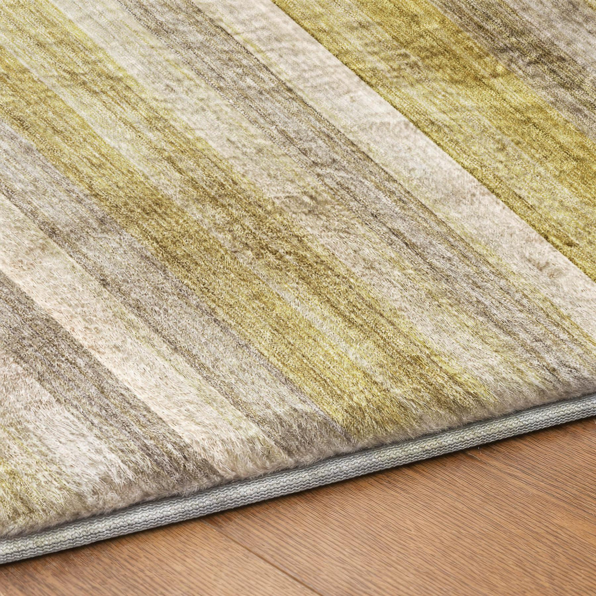 10' X 14' Wheat And Beige Striped Shag Washable Area Rug With UV Protection - HomeRoots - Flyclothing LLC