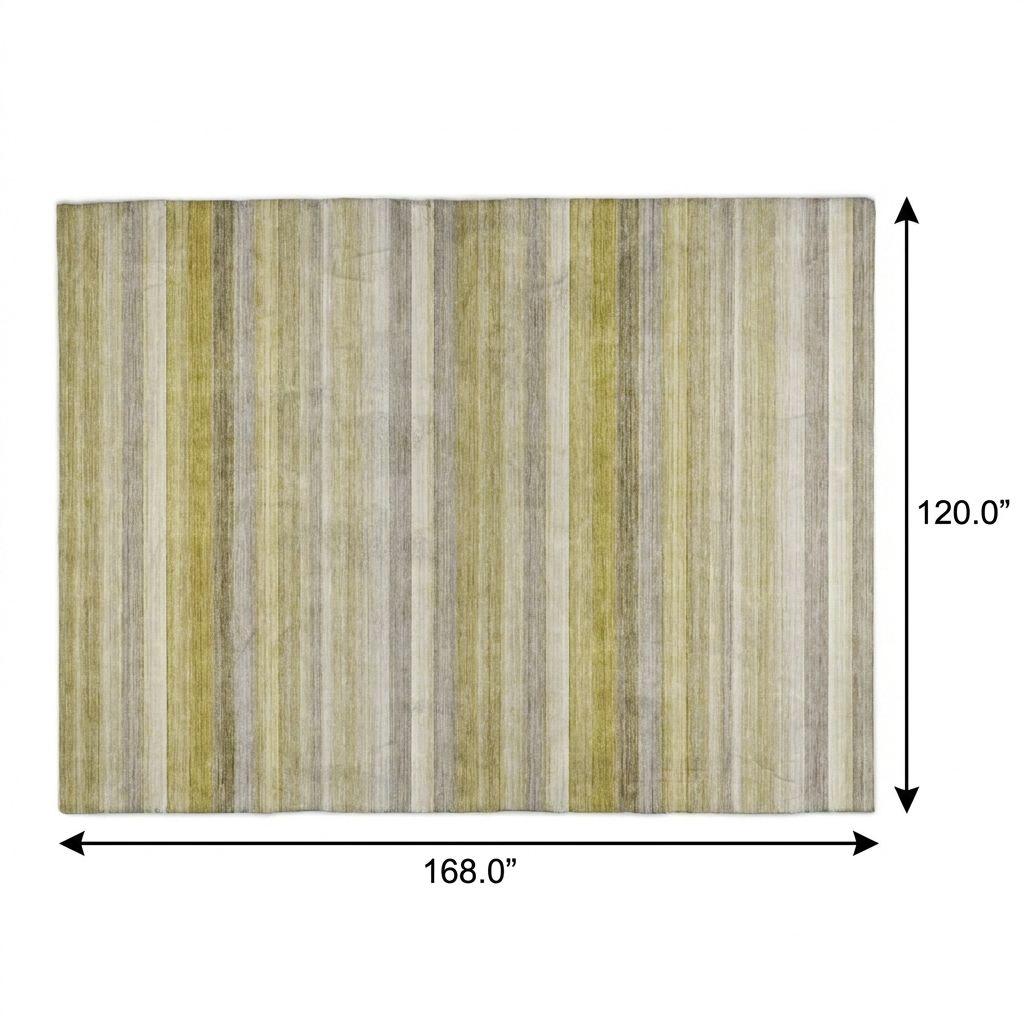 10' X 14' Wheat And Beige Striped Shag Washable Area Rug With UV Protection - HomeRoots - Flyclothing LLC