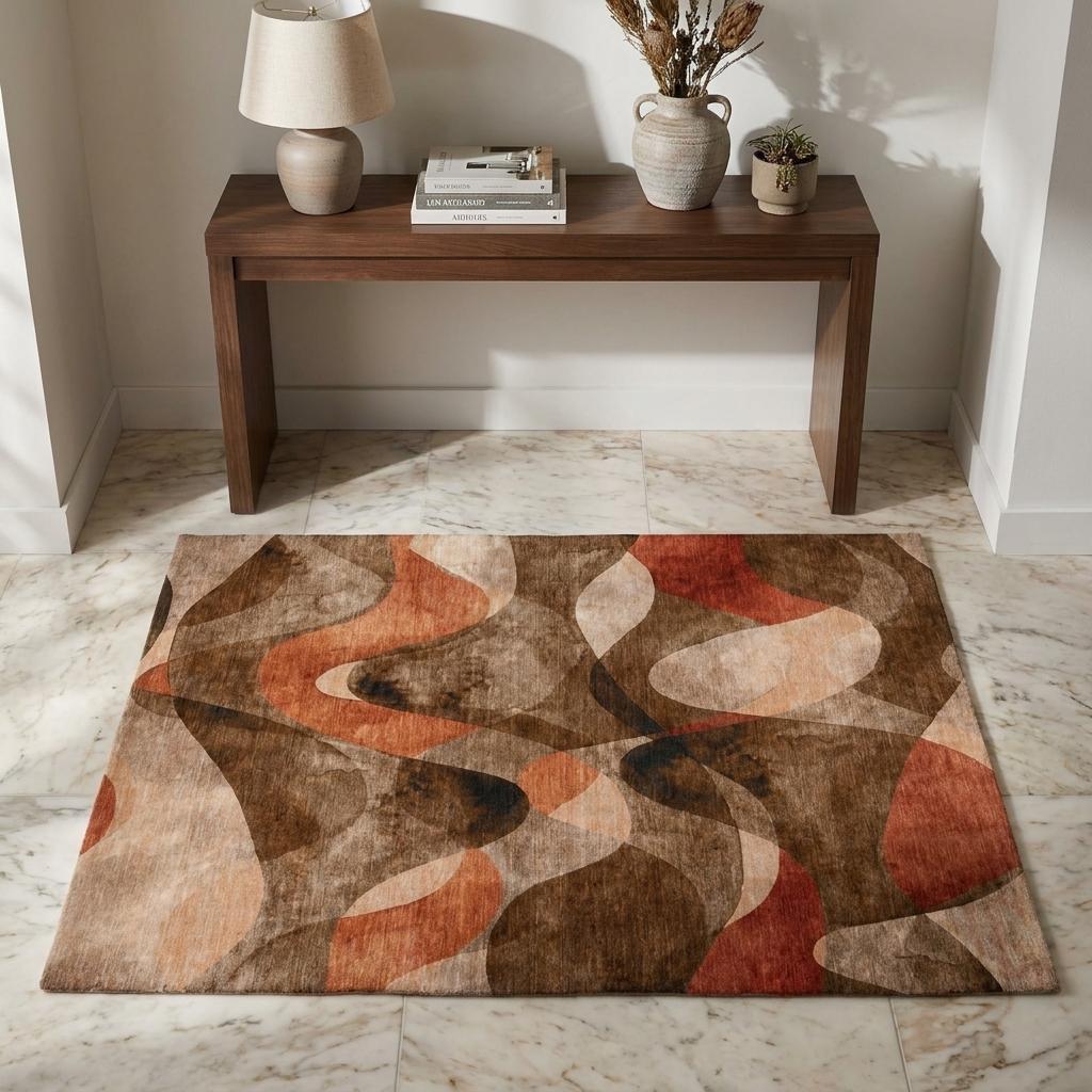 3' X 5' Chocolate And Taupe Abstract Shag Washable Area Rug With UV Protection - HomeRoots - Flyclothing LLC