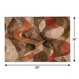 3' X 5' Chocolate And Taupe Abstract Shag Washable Area Rug With UV Protection - HomeRoots - Flyclothing LLC