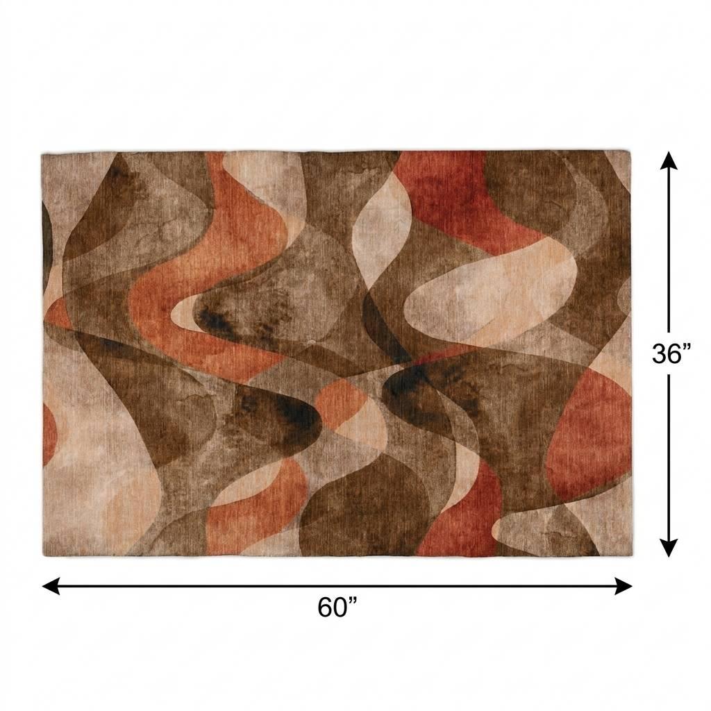 3' X 5' Chocolate And Taupe Abstract Shag Washable Area Rug With UV Protection - HomeRoots - Flyclothing LLC