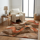 5' X 8' Chocolate And Taupe Abstract Shag Washable Area Rug With UV Protection - HomeRoots - Flyclothing LLC