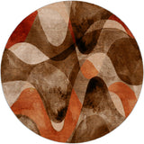 8' Chocolate And Taupe Abstract Shag Washable Round Rug With UV Protection - HomeRoots - Flyclothing LLC