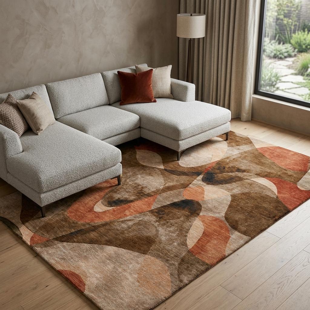8' X 10' Chocolate And Taupe Abstract Shag Washable Area Rug With UV Protection - HomeRoots - Flyclothing LLC