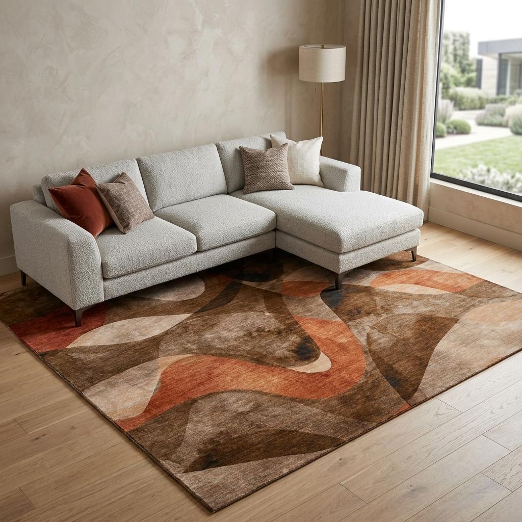 10' X 14' Chocolate And Taupe Abstract Shag Washable Area Rug With UV Protection - HomeRoots - Flyclothing LLC