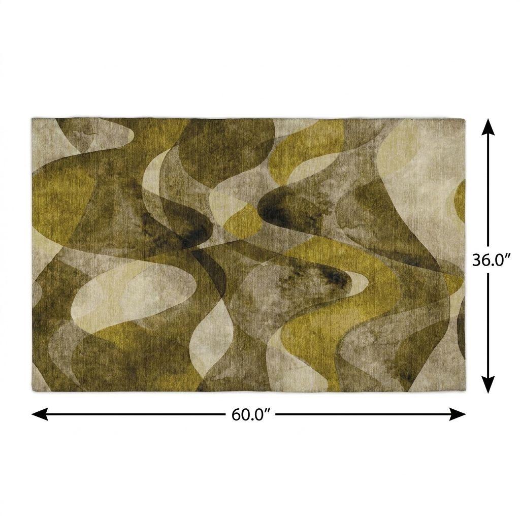 3' X 5' Coffee And Gold Abstract Shag Washable Area Rug With UV Protection - HomeRoots - Flyclothing LLC