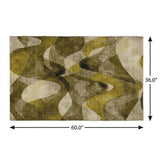 3' X 5' Coffee And Gold Abstract Shag Washable Area Rug With UV Protection - HomeRoots - Flyclothing LLC